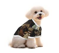 Cotton Dog Cat T-Shirt - The Train is Running in a Medieval Tavern Breathable Summer Vest for Small Dogs, Soft Puppy Tank Top, Lightweight Pet Clothes Large