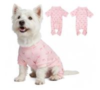 Cotton Dog Pajamas for Small & Medium Dogs - Soft Pet Onesie, Comfy Puppy Coat with Various Prints, Cute Pet Apparel for Dogs Pink Bow Large