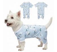Cotton Dog Pajamas for Small & Medium Dogs - Soft Pet Onesie, Comfy Puppy Coat with Various Prints, Cute Pet Apparel for Dogs Magnolia Large