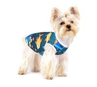 Cotton Dog T-Shirt/Blue Underwater World of Fish Print Pet Vest Soft Breathable Sleeveless Tank Top Clothes, for Medium Puppy Cat
