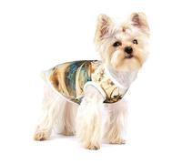 Cotton Dog T-Shirt/Golden Delicate Dragonfly on Yellow Background Print Pet Vest Soft Breathable Sleeveless Tank Top Clothes, for Large Puppy Cat