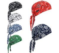 Cotton Doo Rag Skull Cap Sweat Wicking Head Wraps Breathable Helmet Liner Beanie Dew Rags for Men and Women, Paisley, Medium
