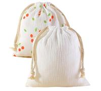Cotton Drawstring Bag 2 Pcs Cotton Mummy Storage Bag Muslin Hanging Pocket Towel Diaper Pouch Gauze Drawstring(Style-06,18X22 cm)