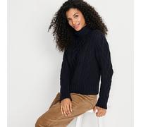 Cotton Drifter Cable Knit Roll Neck Jumper lands end Black 10-12