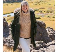 Cotton Drifter Cable Knit Roll Neck Jumper lands end Tan 14-16