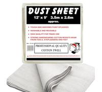 Cotton Dust Sheets for Decorating & Painting - 12ft x 9ft (3.6m x 2.7m) Heavy-Duty Drop Cloth for Painters, Furniture, Floors, and Staircases - Reusable and Washable. (1xCotton -12ftx9ft)