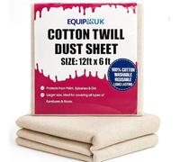 Cotton Dust Sheets for Painting & Decorating | Paint Sheets | Drop Cloth | Painting & Paint Cover Sheets | Dust Sheets for Furniture | Washable and Reusable | (Cotton Twill 12ft x 6ft / 3.66m x 1.83m)