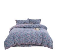 Cotton duvet cover 200*230 yarn-dyed plant flower bedding four-piece set Light luxury style Skin-friendly and breathable bed sheet with zipper and 2 pillowcases Suitable for adults, teenagers and chi