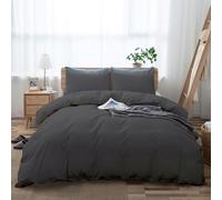 Cotton Duvet Cover King Size - Count 3 Piece Bedding Set, Smooth Sateen Weave, One Comforter Cover and Two Pillow Shams, with Zipper Closure and Corner Ties (King, Dark Gray)