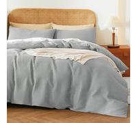 Cotton Duvet Cover Set King Size,100% Egyptian Cotton Waffle Weave Duvet Cover, Soft Breathable Bedding Comforter Cover Set for All Season, 3 PCS, 1 Duvet Cover and 2 Pillowcases, Gray, 104"x90"