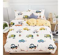 Cotton Duvet Cover Sets Cars Bedding Set Fit to Junior Toddler Cot Bed Duvet Cover Set Egyptian Cotton Bedding with Pillow Case for Girls and Boys(2Pcs, 120x150cm)