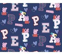 Cotton Fabric (100% Cotton, 115 GSM, Ideal for Children's Clothes, Quilting, Patchwork, Pillowcases, Cushion-Covers) (Peppa Letters & Love Hearts, Metre)