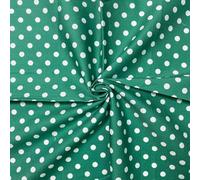 Cotton Fabric - 44" / 111cm Wide Fabric 8mm 100% Cotton Polka Dot for DIY, Home Décor, Dresses - Green on White (2 Metre)