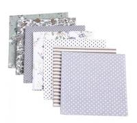 Cotton Fabric 7Pcs Floral Printed Bundles 50x50cm Quilting Patchwork Square Fabric Fat Quarter Bundles for DIY Crafts Sewing Doll Making (Grey)