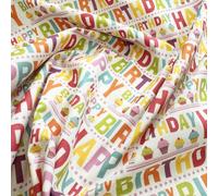 Cotton Fabric - Bright Happy Birthday Cakes Print - Craft Fabric Material Metre
