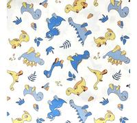 Cotton Fabric - Cute Blue Dinosaurs on Ivory - Quilting Craft Fabric Material