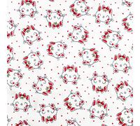 Cotton Fabric - Cute Red Cats & Love Hearts on White - Craft Fabric Material Metre