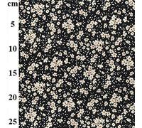Cotton Fabric - Daisy Ditsy on Black - Small White & Yellow Flower - Craft Poplin Fabric Material Metre