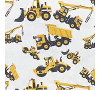 Cotton Fabric - Diggers & Dumper Trucks Print Childrens - Craft Fabric Material Metre