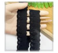 Cotton Fabric Embroidery Cotton Colorful Lace Garment Accessories Decoration 15 Yards (Black)