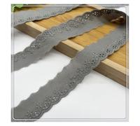 Cotton Fabric Embroidery Cotton Colorful Lace Garment Accessories Decoration 15 Yards (Grey)