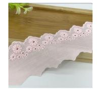 Cotton Fabric Embroidery Cotton Colorful Lace Garment Accessories Decoration 15 Yards (Pink)