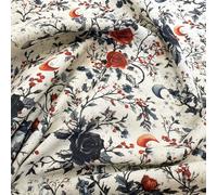 Cotton Fabric - Gothic Red Black Roses & Moons - Digital Print Craft Fabric Material Metre