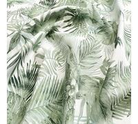 Cotton Fabric - Green Tropical Palm Leaf on Ivory - Craft Dress Fabric Material