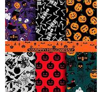 Cotton Fabric Halloween Fat Quarters,50cm x 40cm Halloween Fabric Bundles Patchwork Sewing Quilting Crafts Pumpkin Ghost Spider Printed for Patchwork DIY Sewing Festival Decor (H-6-40 * 50)