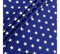 Cotton Fabric Material - 300 cm x 160 cm Extra Large Piece of 100% Cotton for Sewing and Crafting with White Stars On Navy Blue