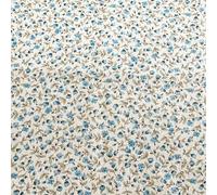Cotton Fabric - Pretty Blue Ditsy Floral on Cream - Craft Fabric Material Metre