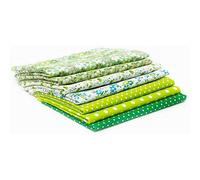 Cotton Fabric Quilting Cloth Assorted Fat Quarter Bundle Soft DIY Craft Sewing Material for Handmade Arts and Crafts 7Pcs Set Yellow Green Purple Red Blue 25x25cm (Green)