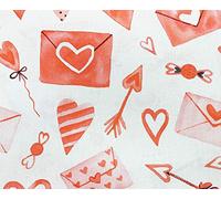 Cotton Fabric - Red & White Love Letters & Hearts - Craft Fabric Material Metre