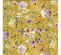 Cotton Fabric Rose & Hubble Beautiful Flowers On Gold Background - 56" / 144cm Wide Craft Material Metre