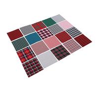 Cotton Fabric Squares 25x25cm, 20PCS Vintage Plaid Fat Quarters Plaid Fabric Scraps Precut Squares Strips for DIY Patchwork Craft Fabric Sewing Quilting