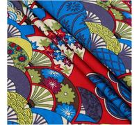 Cotton Fabric Vintage 145cm Wide Floral Printed Upholstery Fabric by The Metre,DIY Sewing Geometric Fabric for Patchwork Tablecloth Pillowcase (Blue)