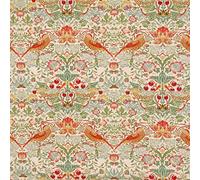 Cotton Fabric - William Morris Strawberry Thief Rose Pink - Floral & Bird Print - Craft Fabric Material Metre