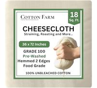 Cotton Farm Cheesecloth, Grade 100-18 Square Feet (36x72 inch), 100% Natural Unbleached Cotton, Food Grade