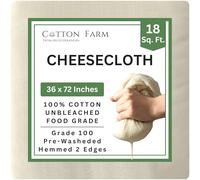 Cotton Farm Cheesecloth, Grade 100-18 Square Feet (36x72 inch), 100% Natural Unbleached Cotton, Food Grade