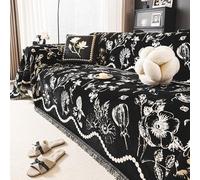 Cotton Fce Sofa Cover Universal Washable Slipcover for Most Sofas NonSlip Pet Couch Protector Black 180x340cmUltimate Fur Protect