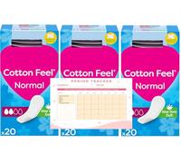 Cotton Feel | Aloe Vera Scented | Panty Liners Breathable | 3 x 20 Each | 60 Pantyliners in Total | Sanitary Towels | Long Lasting | Pads…