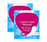 Cotton Feel Panty Liners 56 Count x 2 - Unscented Daily Freshness Liners, Soft Breathable Design for Everyday Comfort, Individually Wrapped Feminine Hygiene Liners