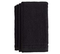 Cotton Fingertip Towels Set Black - 4 Pack - 11 x 18 Inches Decorative Small Extra-Absorbent and Soft Terry Towel for Bathroom - Powder Room, Guest and Housewarming Gift (Black)