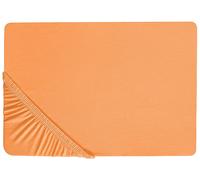Classic Fitted Sheet Cotton 160 x 200 cm Solid Pattern Elastic Edging Orange Janbu