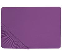 Classic Fitted Sheet Cotton 160 x 200 cm Solid Pattern Elastic Edging Purple Janbu