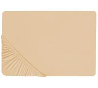 Cotton Fitted Sheet 160 x 200 cm Sand Beige JANBU