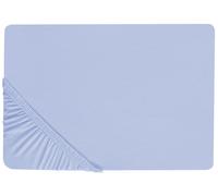 Beliani Fitted Sheet Janbu Cotton 200 X 200 Cm Light Blue