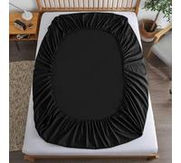 Cotton Fitted Sheet No Pillowcase Air-Permeable Anti-Pull Elastic Bands Non Slip Mattress Covers Single Double Queen Bed-black-90x190cm-10cm