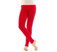 Cotton Fleece Thermal Leggings Long Warm Thick Soft Red S