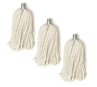 Cotton Floor Mop Heads Replacement - Super Absorbent String Mops Universal Screw On metal Socket - Floor Cleanings Heavy Duty mop head (Pack of 3)